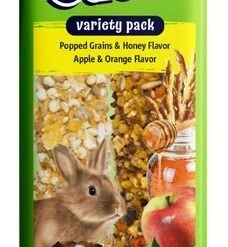 Vitakraft Crunch Sticks Popped Grains & Honey & Apple & Orange Flavor Rabbit & Guinea Pig Treat Variety Pack, 2-pack