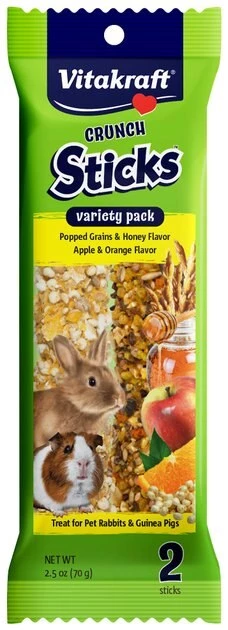 Vitakraft Crunch Sticks Popped Grains & Honey & Apple & Orange Flavor Rabbit & Guinea Pig Treat Variety Pack, 2-pack 3 Vitakraft Crunch Sticks Popped Grains & Honey & Apple & Orange Flavor Rabbit & Guinea Pig Treat Variety Pack, 2-pack