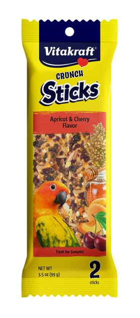 Vitakraft Crunch Sticks Apricot & Cherry Flavor Conure Bird Treat, 2 count 3 Vitakraft Crunch Sticks Apricot & Cherry Flavor Conure Bird Treat, 2 count