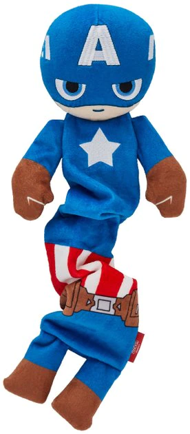 Marvel 's Captain America Bungee Plush Squeaky Dog Toy 3 Marvel 's Captain America Bungee Plush Squeaky Dog Toy