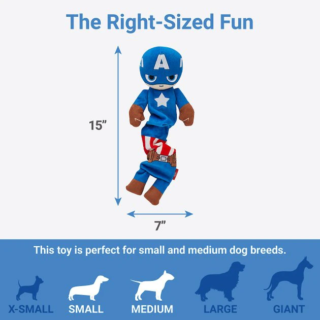 Marvel 's Captain America Bungee Plush Squeaky Dog Toy 4 Marvel 's Captain America Bungee Plush Squeaky Dog Toy - Image 2