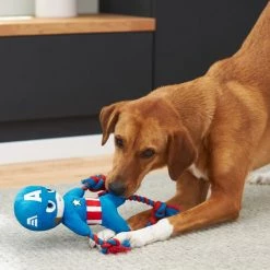 Marvel 's Captain America Plush with Rope Squeaky Dog Toy -Deals Marvel Store✌️ 220615 PT2. SY630 V1612365157