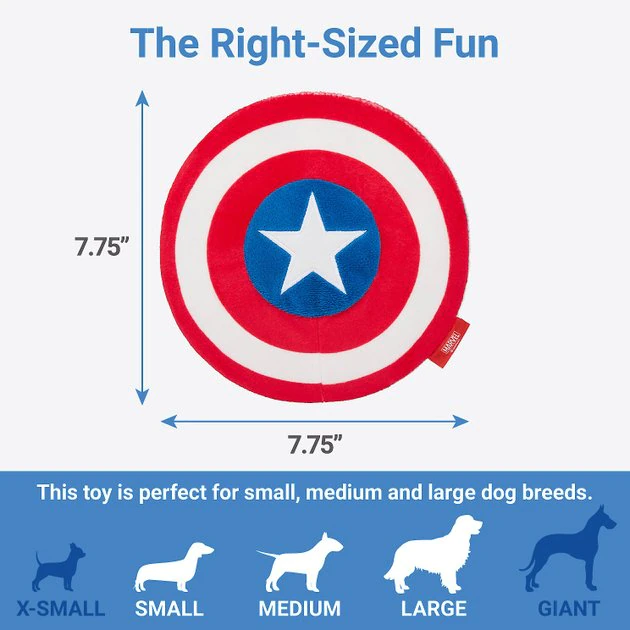 Marvel 's Captain America's Shield Round Plush Squeaky Dog Toy 4 Marvel 's Captain America's Shield Round Plush Squeaky Dog Toy - Image 2