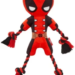 Marvel 's Deadpool Plush with Rope Squeaky Dog Toy