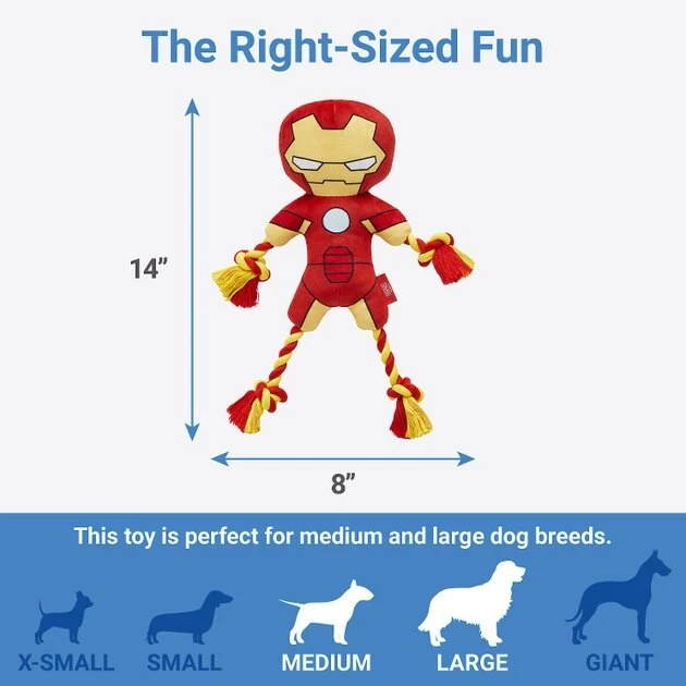 Marvel 's Ironman Plush with Rope Squeaky Dog Toy 4 Marvel 's Ironman Plush with Rope Squeaky Dog Toy - Image 2