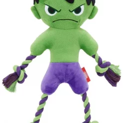 Marvel 's The Hulk Plush with Rope Squeaky Dog Toy