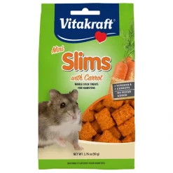 Vitakraft Mini Slims with Carrot Hamster & Small Animal Nibble Stick Treat, 1.76-oz bag