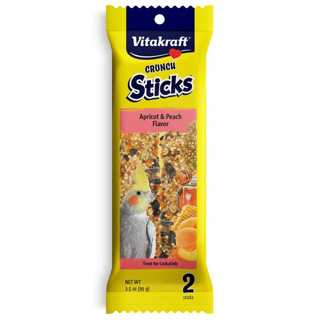 Vitakraft Crunch Sticks Apricot & Peach Cockatiel Bird Treat Toy 3 Vitakraft Crunch Sticks Apricot & Peach Cockatiel Bird Treat Toy