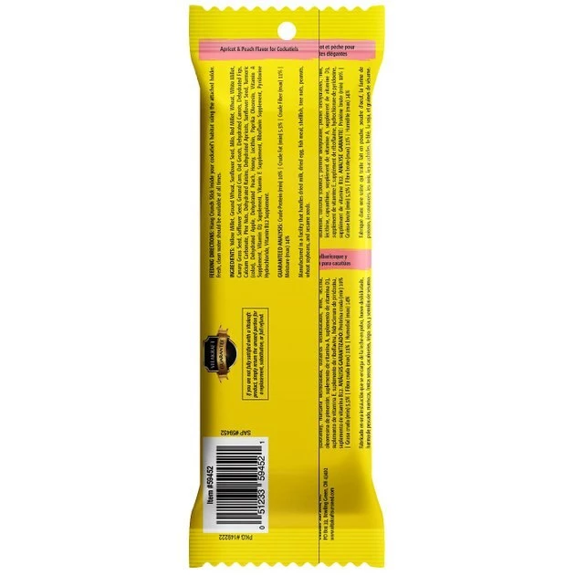 Vitakraft Crunch Sticks Apricot & Peach Cockatiel Bird Treat Toy 4 Vitakraft Crunch Sticks Apricot & Peach Cockatiel Bird Treat Toy - Image 2