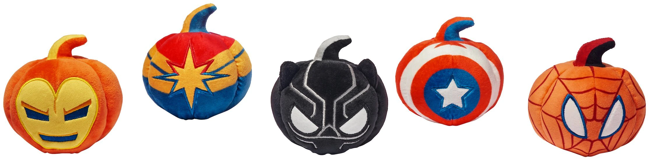 Marvel 's Halloween Heroes Pumpkin Plush Squeaky Dog Toy, 5 count 3 Marvel 's Halloween Heroes Pumpkin Plush Squeaky Dog Toy, 5 count