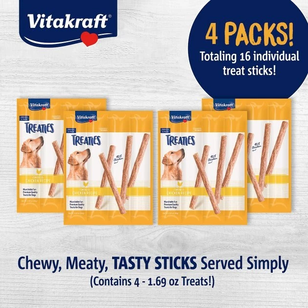 Vitakraft Treaties No Rawhide Chew Sticks Soft Jerky Dog Treats, 16 count 4 Vitakraft Treaties No Rawhide Chew Sticks Soft Jerky Dog Treats, 16 count - Image 2