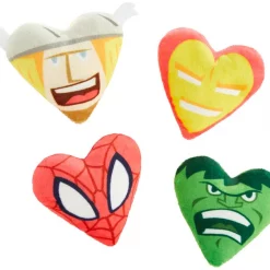 Marvel 's Valentine Candy Heart Heroes Plush Cat Toy with Catnip, 4 count