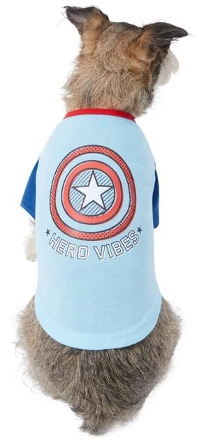 Marvel 's Captain America "Hero Vibes" Dog & Cat T-shirt 3 Marvel 's Captain America "Hero Vibes" Dog & Cat T-shirt