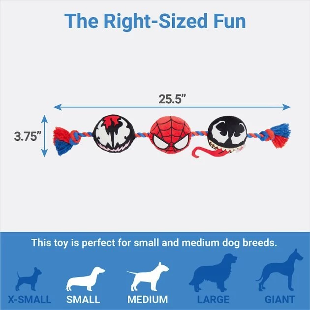 Marvel 'S Venom, Spider-Man & Carnage Plush with Rope Squeaky Dog Toy 4 Marvel 'S Venom, Spider-Man & Carnage Plush with Rope Squeaky Dog Toy - Image 2