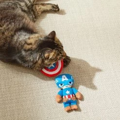 Marvel's Captain America Bungee Plush Squeaky Dog Toy + Captain America and Shield Plush Cat Toy with Catnip, 2 count -Deals Marvel Store✌️ 319532 PT5. SY630 V1630619477