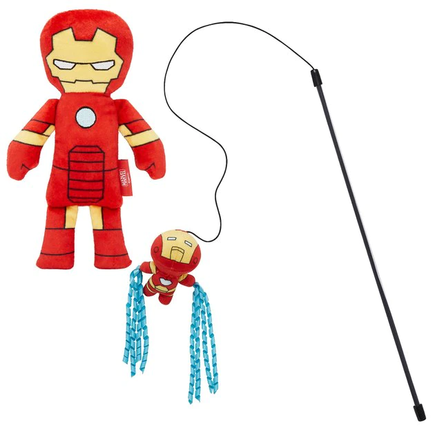 Marvel's Ironman Plush Kicker Toy + Ironman Teaser Cat Toy with Catnip 3 Marvel's Ironman Plush Kicker Toy + Ironman Teaser Cat Toy with Catnip