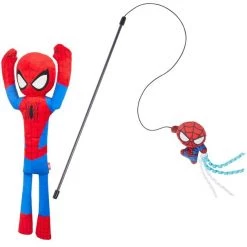 Marvel's Spider-Man Wagazoo Plush Squeaky Dog Toy + Spider-Man Teaser Cat Toy with Catnip