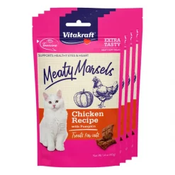 Vitakraft Meaty Morsels Chicken with Pumpkin Recipe Soft Cat Treats, 1.4-oz pouch, pack of 4