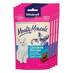 Vitakraft Meaty Morsels Chicken with Salmon Recipe Soft Cat Treats, 1.4-oz pouch, pack of 4