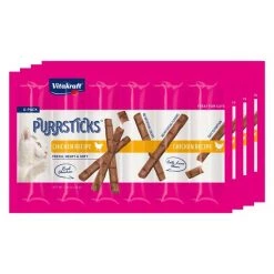 Vitakraft PurrSticks Meaty Chicken Recipe Segmented & Breakable Deliciously Tender Cat Treats, 1.26-oz, pack of 6
