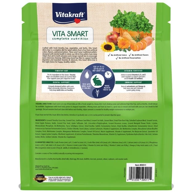 Vitakraft Vita Smart All-In-One Timothy Hay Adult Rabbit Food, 4-lb bag 4 Vitakraft Vita Smart All-In-One Timothy Hay Adult Rabbit Food, 4-lb bag - Image 2